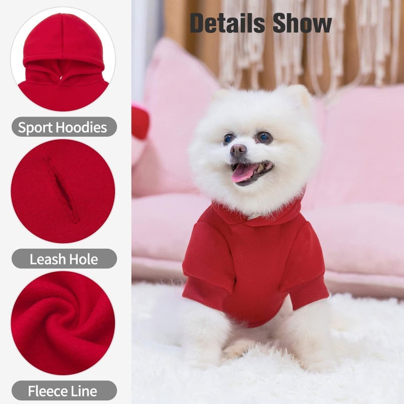 BINGPET Dog Hoodie, Fleece Lined Fall Cold Winter Soft Warm Puppy Sweatshirt with Leash Hole, Dog Sweaters Outfit,Pullover Hoodie for Small Medium Large Dogs Cats - Image 2